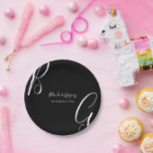 白黒モノグラムイニシャル結婚ズ ペーパープレート (パーティー)