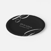 白黒モノグラムイニシャル結婚ズ ペーパープレート (アングル)