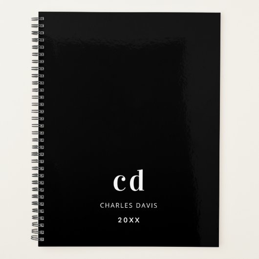 白黒モノグラムイニシャル2025 プランナー手帳 (正面)