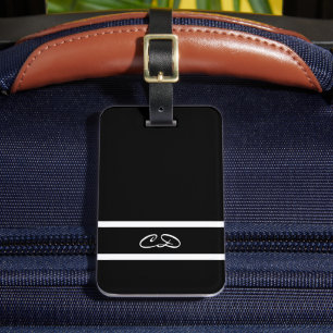 白黒モノグラムイニシャル ラゲッジタグ