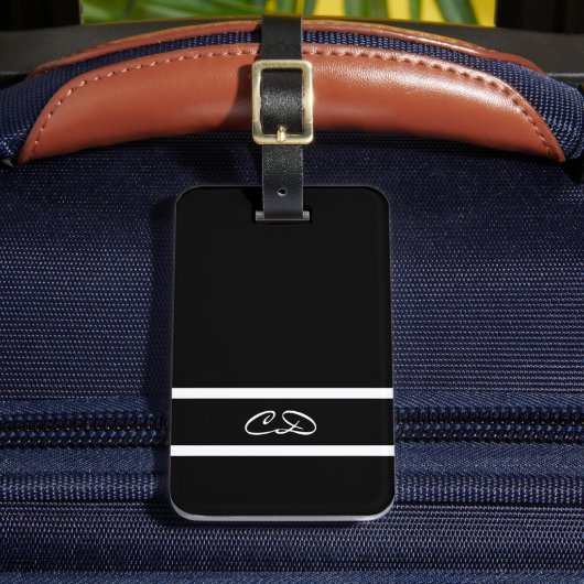 白黒モノグラムイニシャル ラゲッジタグ (正面インサイチュ2)