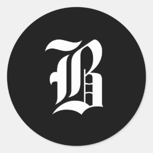 白黒モノグラムイニシャルB ラウンドシール