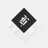 白黒モノグラムイニシャルH, 縁ありカクテルナプキン (角)
