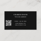 白黒モノグラムイニシャルQrコードロゴ 名刺 (裏面)