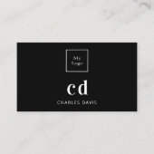 白黒モノグラムイニシャルQrコードロゴ 名刺 (正面)