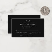白黒モノグラムウェディングRSVPカード ノートカード (正面/裏面インサイチュ)