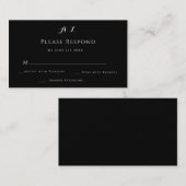 白黒モノグラムウェディングRSVPカード ノートカード (正面/裏面)