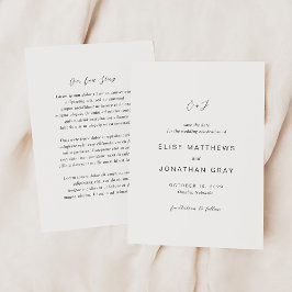 白黒モノグラムエレガントな結婚式 セーブザデート