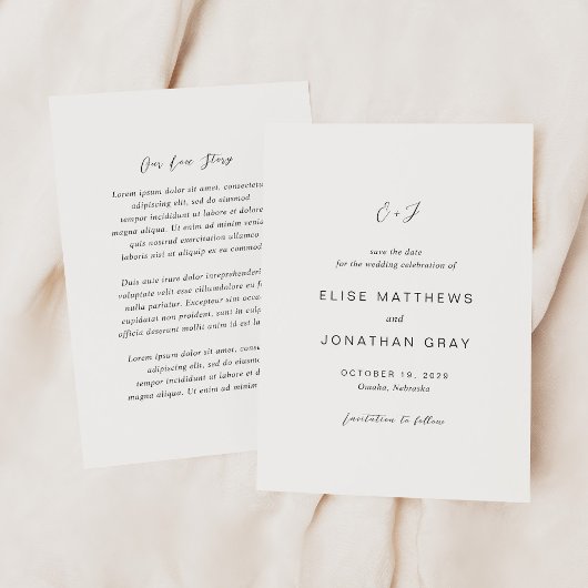 白黒モノグラムエレガントな結婚式 セーブザデート