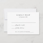 白黒モノグラムエレガントな結婚式 出欠カード (正面)