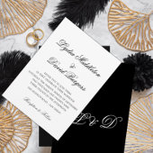 白黒モノグラムエレガントウェディング招待状 招待状