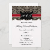 白黒モノグラムエレガントパーティの招待状 招待状 (正面/裏面)