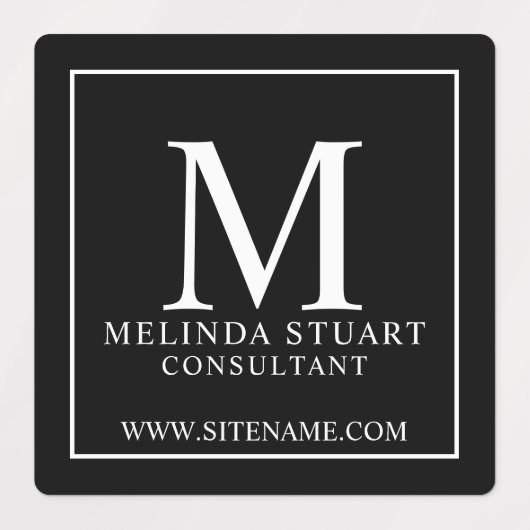 白黒モノグラムエレガントビジネスラベル ラベル (デザイン1)