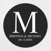 白黒モノグラムエレガント結婚式の引き出物ラボ ラベル (デザイン2)