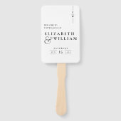 白黒モノグラムエレガント結婚式 プログラム ハンドファン (正面)