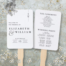 白黒モノグラムエレガント結婚式 プログラム ハンドファン