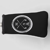 白黒モノグラムクラシックモダンイニシャル ゴルフヘッドカバー (正面)