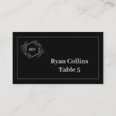 白黒モノグラムクレスト座席表 プレイスカード (裏面)