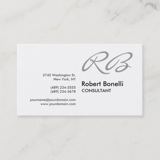 白黒モノグラムコンサルタントの名刺 名刺 (正面)