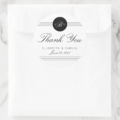 白黒モノグラムサークルサンキューステッカー ラウンドシール (バッグ)