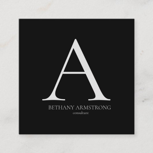 白黒モノグラムシンプルコンモダンサルタント スクエア名刺 (正面)
