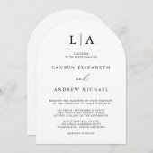 白黒モノグラムシンプルミニマル結婚リスト 招待状 (正面/裏面)