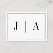 白黒モノグラムシンプルモダン結婚の エンクロージャーカード (裏面)