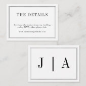 白黒モノグラムシンプルモダン結婚の エンクロージャーカード (正面/裏面)