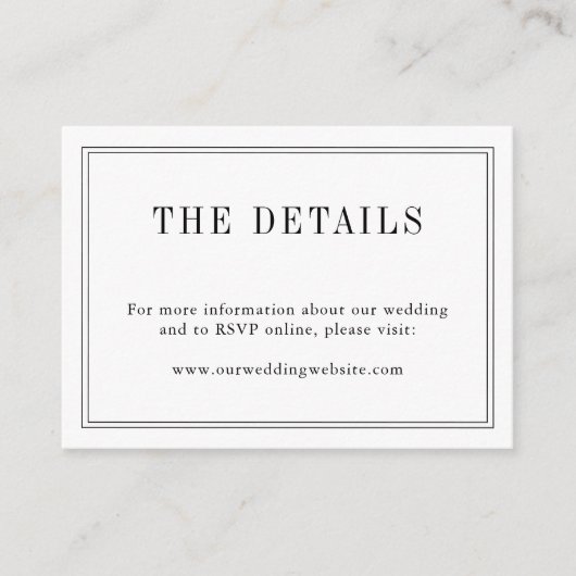 白黒モノグラムシンプルモダン結婚の エンクロージャーカード (正面)