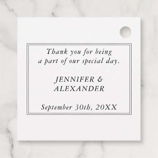 白黒モノグラムシンプルモダン結婚の フェイバータグ (裏面)