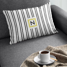 白黒モノグラムストライプポリエステル枕