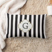 白黒モノグラムストライプ付きパターン ランバークッション (ブランケット)