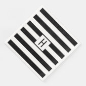 白黒モノグラムストライプ紙ナプキンス (コーナー)