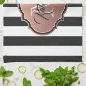 白黒モノグラムストライプ キッチンタオル (折り畳み)