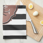 白黒モノグラムストライプ キッチンタオル (四つ折り)