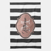 白黒モノグラムストライプ キッチンタオル (縦)