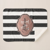 白黒モノグラムストライプ シェルパブランケット (正面(横))