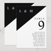 白黒モノグラムテーブル番号座席表 招待状 (正面/裏面)