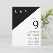 白黒モノグラムテーブル番号座席表 招待状 (スタンド正面)