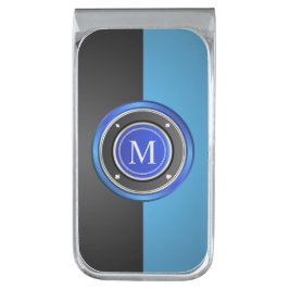 白黒モノグラムトランプのポーカーチップ シルバー マネークリップ