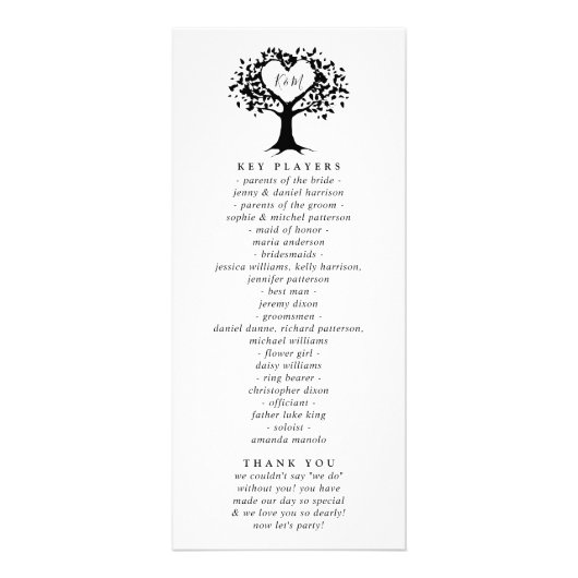 白黒モノグラムハートツリー結婚式 プログラム (裏面)