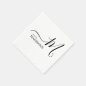 白黒モノグラムパーソナライズされたと名前の昼寝 スタンダードカクテルナプキン (角)