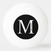 白黒モノグラムパーソナライズされたと名前ピン 卓球ボール (裏面)