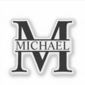 白黒モノグラムパーソナライズされたと名前 シール (正面)