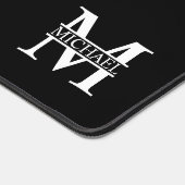 白黒モノグラムパーソナライズされたと名前 デスクマット (コーナー)