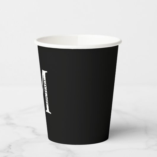 白黒モノグラムパーソナライズされたと名前 紙コップ (左)