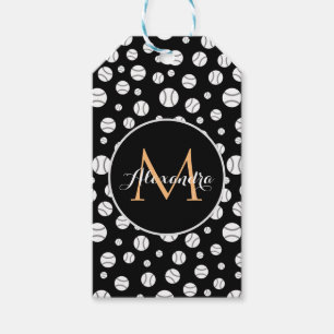 白黒モノグラムパーソナライズされた名 ギフトタグ