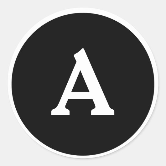 白黒モノグラムパーソナライズされた封筒用シール ラウンドシール (正面)