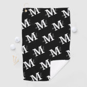 白黒モノグラムパーソナライズされた模様 ゴルフタオル (インサイチュ)