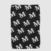 白黒モノグラムパーソナライズされた模様 ゴルフタオル (正面)